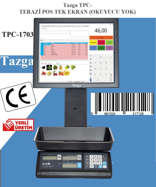 TAZGA TPC-POS TERAZI TEK EKRAN (Okuyucu Yok & 2.Ekran Yok)